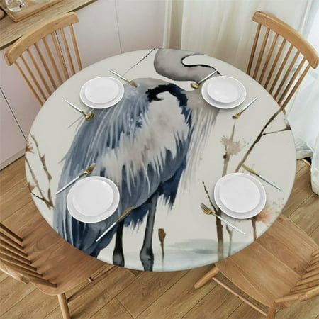 

Autua Heron Round Table Cover Stain Resistant Washable Indoor Outdoor Tablecloth Kitchen Dining Wedding Parties Picnic Camping 100% Polyester Fiber 42 -46
