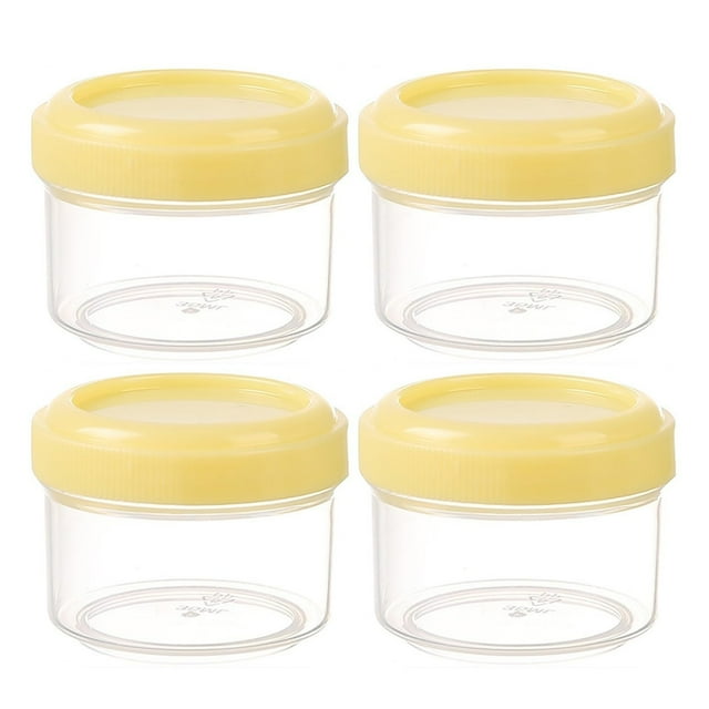 Rangement Alimentaire 2 Mini Pots Transparents Ensemble de 4 avec Couvercles Étanches 35 ml Contenants Ronds Rechargeables pour l'Organisation de la Maison et de la Cuisine 4 Pcs