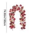 thumbnail image 3 of SPOORYYO Artificial Fall Maple Leaf Garland with Mini Pumpkins Pine Cones Berries, Flexible Plastic Autumn Harvest Rattan Vine for Halloween Thanksgiving Front Door Mantel Home Decor, 74.8", 3 of 7