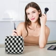thumbnail image 4 of Mini Makeup Bag for Purse, Checkered Cosmetic Bag Zipper Cute Make Up Pouch Travel Toiletry Bag Makeup Storage Bag Organizer for Women Girls, Black, 4 of 6
