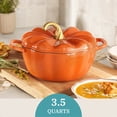 thumbnail image 2 of The Pioneer Woman 3.5-Quart Pumpkin Enameled Cast Iron Dutch Oven, Orange, 2 of 19