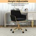 thumbnail image 4 of Velvet Modern Home Office Vanity Chair, 360° Swivel Adjustable Height Makeup Desk Chair with Golden Base and Hand Woven Backrest for Bedroom/Study/Vanity (Black), 4 of 16