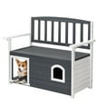 thumbnail image 2 of Ktaxon 44in Wooden Outdoor Storage Bench with Dog House, 2-in-1 Patio Seat for Backyard, Gray & White, 2 of 8