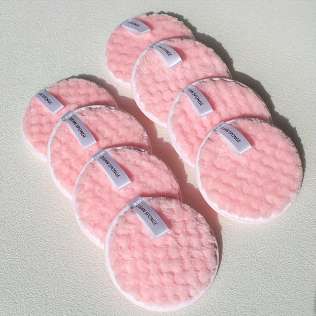 CHUANK 8pcs Gentle Makeup Remover Puffs - Reusable Washable Beauty Care Tools for All Skin Types Fragrance-Free