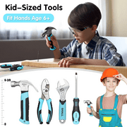 SHALL 26PCS Kids Tool Set, Real Tool Kit for Kids with 12 Tool Bag for Boys & Girls Age 6+, DIY Building, Woodwork & Construction