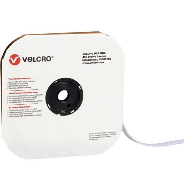 Box Partners VEL157 0.5 in. x 75 ft. Loop White Cloth Hook & Eye Brand Tape Individual Strips