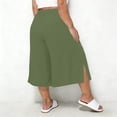 thumbnail image 7 of LYEAA Linen Capris for Women Plus Size Summer Plus Size Wide Leg Pant with Side Slit Solid Casual Trousers, 7 of 7