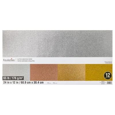 Recollections Glitter Neutral 12" x 24" Cardstock Paper, 9 Packs: 12 ct. (108 total)