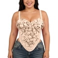 thumbnail image 2 of POUNOO Womens Floral Corset Tops Slim Fit Spaghetti Strap 3D Floral Applique Casual Tops Party Style Bustiers Gift, 2 of 9