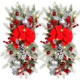 thumbnail image 1 of 2 guirnaldas navideñas con luces LED, guirnaldas navideñas preiluminadas con lazo rojo, guirnaldas de ramas de pino artificiales con piñas y bayas rojas, guirnalda navideña para interiores y exteriore, 1 of 5