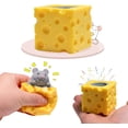 thumbnail image 1 of Cheese Toy Squeeze Cheese Rat Stress Ball Mice in Cheese Toy Anxiety Relief Se, 1 of 5
