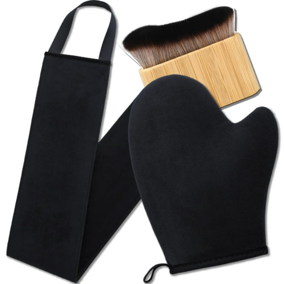 3 in 1 Self Tanning Mitts Self Tanner Mitt Applicator Kit - Tanning Glove for Self Tan Mitt, Tanning Brush for Self Tan Brush Back Tanning Applicator Kabuki Body Brush Self Tanner Back Applicator