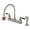 Brushed Nickel, variant on Kingston FB795DKLSP Kaiser Two-Handle 4-Hole 8" Centerset Kitchen Faucet with Side Sprayer in Oil Rubbed Bronze