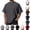 #02 Dark Gray, variant on Men's Oversized Cotton T Shirt Drop Shoulder Breathable Heavyweight Tee Casual Crew Neck Short Sleeve Loose Summer Basic Tops, #02 Black, L