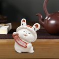 thumbnail image 4 of Figurine Sculpture,Chinese Animal Rabbit Figurine Sculpture Ornament,Indoor Room Decor Birthday Miniature Bunny Statue,New Year Gift Sculpture Decoration Desk Display,Office Desk Farmhouse, 4 of 8