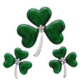 thumbnail image 1 of SoulBreezeCollection St. Patrick's Day Good Luck Charm Green Four Leaf Shamrock Clover Pin Brooch (Green Set), 1 of 4