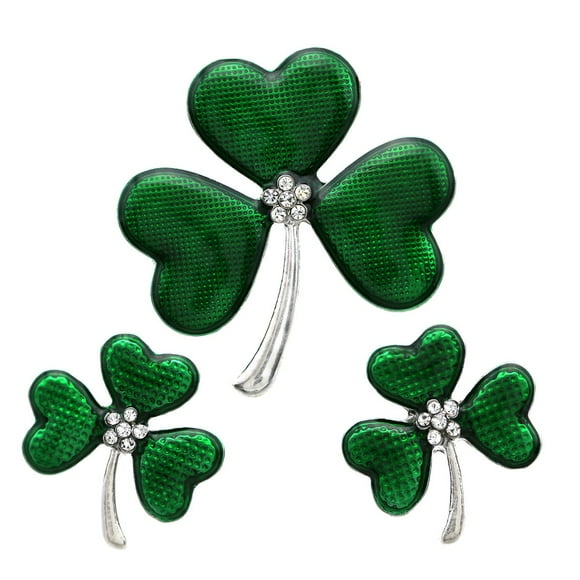 SoulBreezeCollection Broche Trèfle Trèfle à Quatre Feuilles Verte (Ensemble Vert)
