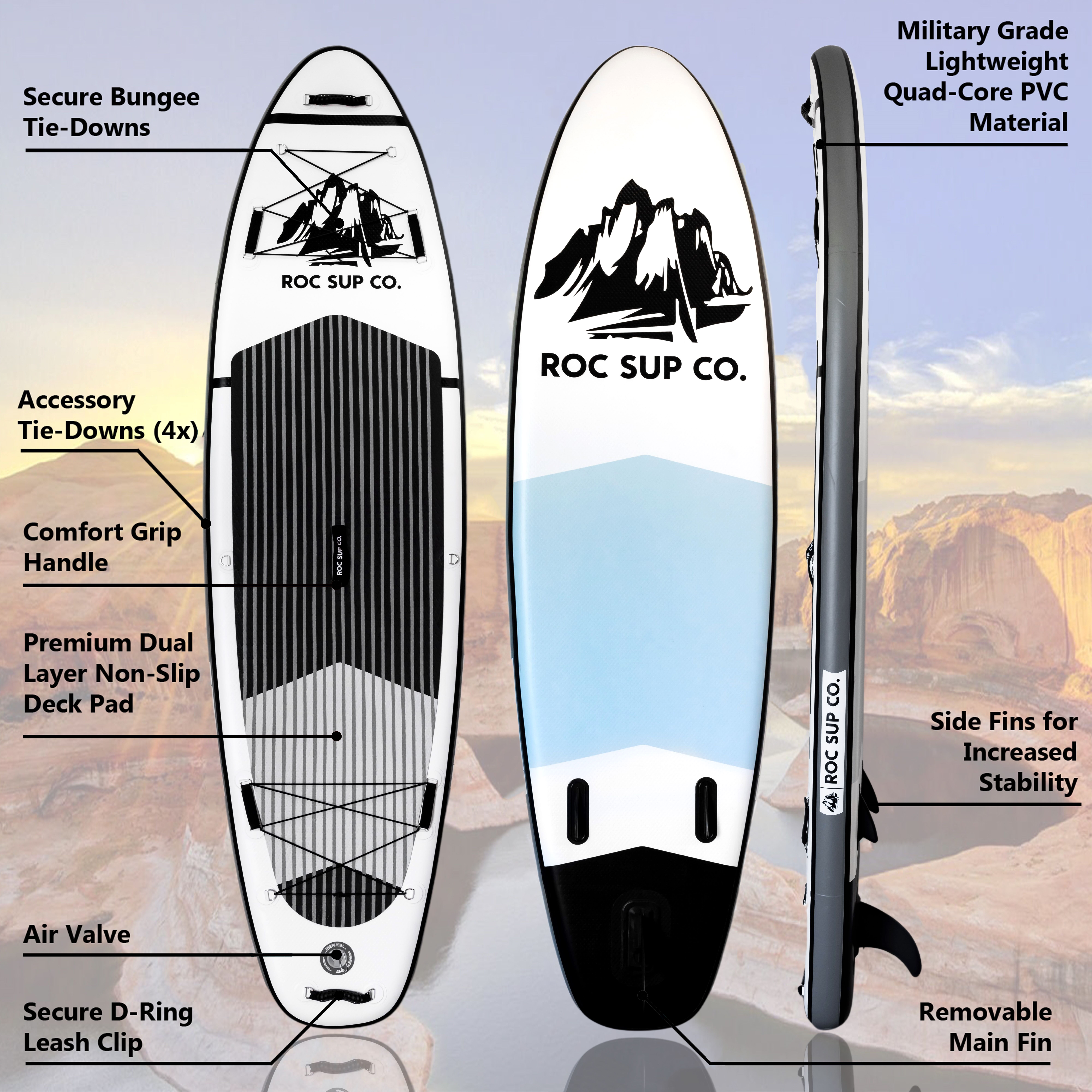Roc Inflatable Stand Up Paddle Board with Premium sup Accessories & Backpack, Non-Slip Deck, Waterproof Bag, Leash, Paddle and Hand Pump - image 3 of 5