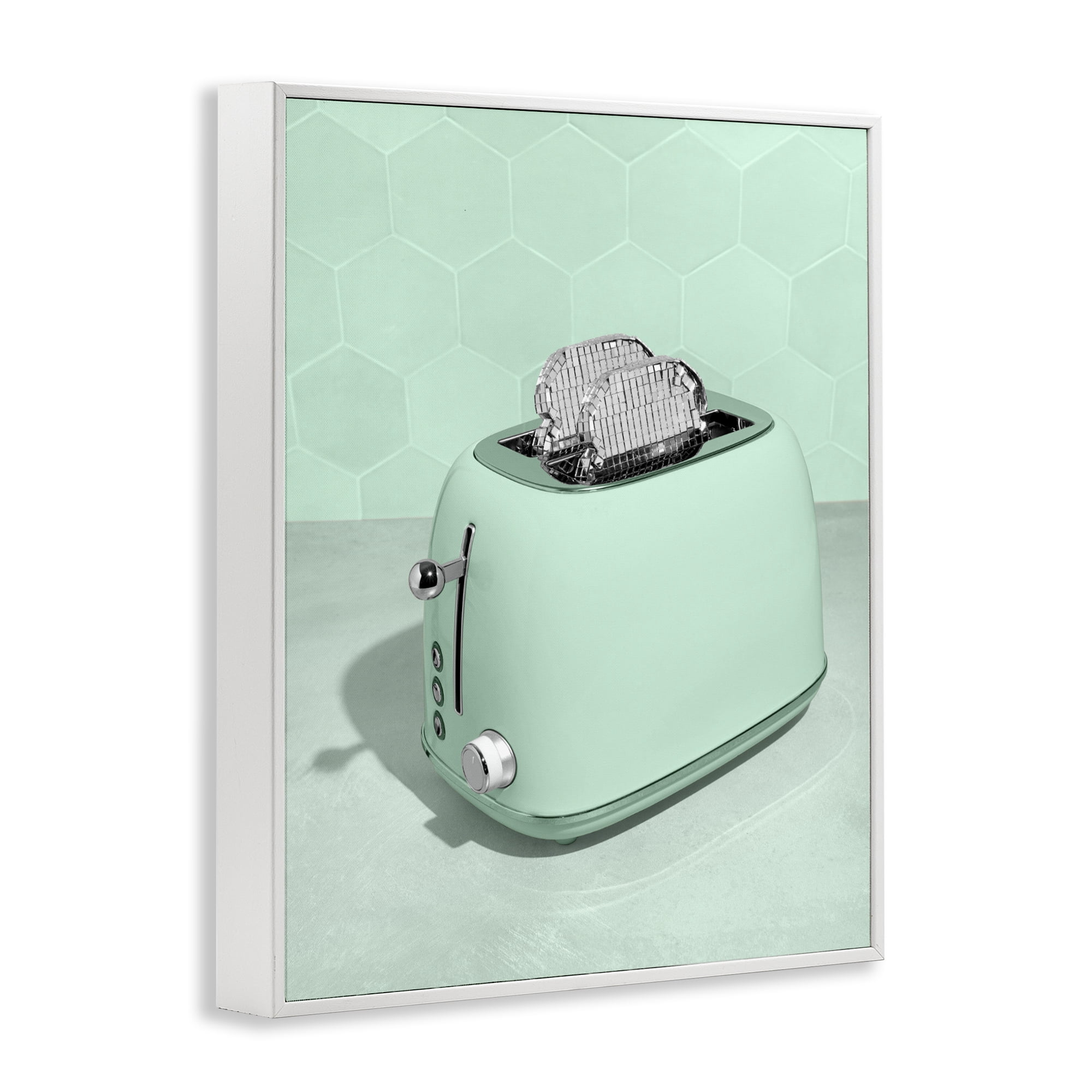 Stupell Industries Disco Toaster Over Green White Framed Giclee Art, design by LISH Creative