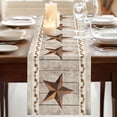 thumbnail image 2 of Table Runner 71 Inches Long, Western Texas Star Retro Table Runners Dresser Scarf, Country Farmhouse Gray Wood Grain Kitchen Dining Tables Decoration for Holiday Party Wedding Home Decor, 13.8"x71", 2 of 8