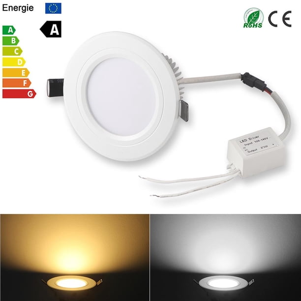 Toystoory 9 * 3W LED Downlight blanco Lente plana Foco de luz de techo empotrado Blanco frío AC 100-245V Iluminación y accesorios Numero 5 Toystoory HA024808-05