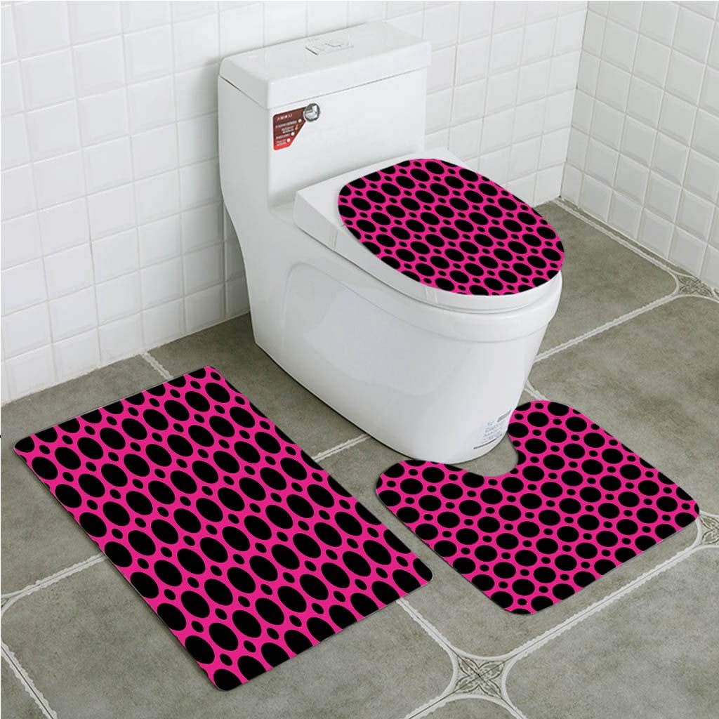 Erehome Hot Pink Big And Small Dots Spots In Symmetrical Order Old Fashioned Vibrant 3 Piece Bathroom Rugs Set Bath Rug Contour Mat And Toilet Lid Cover Walmart Canada