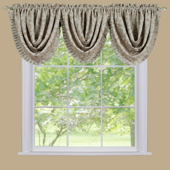 3 Pc. Royal Albert Damask Blackout Rod Pocket Window Valances - Linen