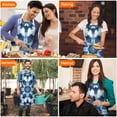 thumbnail image 4 of Blue White Tie Dye Mandala Pattern Apron-Garden Aprons for Women with Pockets-Cotton Linen Waterproof Kitchen Cooking Gardening Aprons Adjustable for Kitchen,Cooking,BBQ and Salon 33x27 Inch, 4 of 7