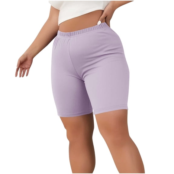 Womens Plus Size Yoga Workout Shorts Elastic Waist 3 Inch Biker Shorts Stretchy Running Gym Short Leggings