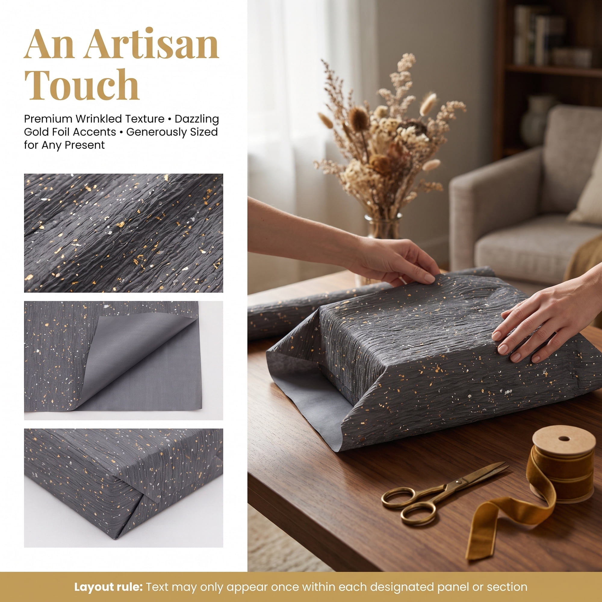 Unique Bargains Accordion Pleated Premium Wrapping Paper for Floral Gray 23.6"x 22.8"