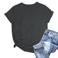 thumbnail image 2 of Summer Women Plus Size Short Sleeve Tops Women's fashion Crew Neck Solid Color Lightweight Loose Casual T-shirt Dark Gray Color Size M Pullover Blouse Loungewear, 2 of 5