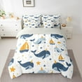 thumbnail image 2 of jejeloiu Cartoon Whale Starfish Bedding Comforter Set 7-Piece,Nautical Sailboat King Bedding Sets,Ocean Theme Bed Sheets For Child,Lightweight Room Decor Reversible, 2 of 8
