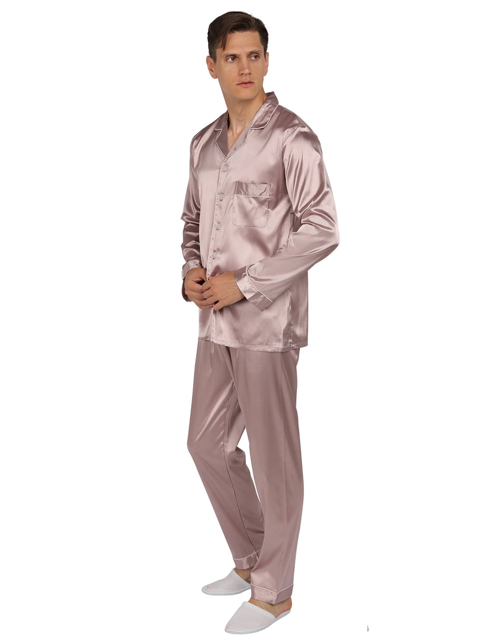 YIMANIE Mens Satin Pajamas Set Classic Sleepwear Loungewear - Walmart.com