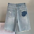 thumbnail image 4 of uvwlwu Men Rhinestone Decor Ripped Jean Shorts High Waist Frayed Hem Comfort Breathable Denim Shorts for Daily Casual Outfits,L, 4 of 4