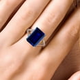 thumbnail image 5 of Gem Stone King 10.00 Cttw Blue Created Sapphire Solitaire Ring for Women in 925 Sterling Silver | Emerald Cut 14X10MM | Available in Size 5, 6, 7, 8, 9, 5 of 6