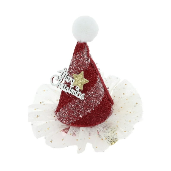 Unique Bargains 1 Pc Christmas Hair Clips Star Stripes Hairdo Clip for Christmas 3.74"x3.54" Red White