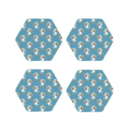 

Leather Coasters with Heat-resistant for Drinks cartoon Seagull -标题2 Hexagon
