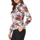 thumbnail image 4 of INSPIRE CHIC Blusa Casual Floral de Manga Larga con Lazo en el Cuello Beige XL, 4 of 6
