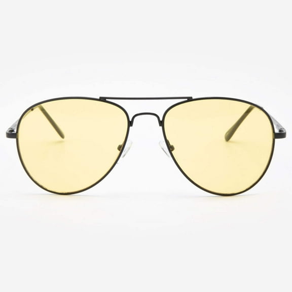 Night Vision Glasses Anti Glare Night Driving Glasses Yellow Tinted Sunglasses for Men and Women with HD Yellow Glasses for Night Driving Sun Glasses Aviator Pilot Milan in Black