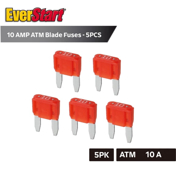 EverStart 10 Amp Mini Blade Fuses, UL Listed, Automotive and Marine Mini Fuses, 5 Pack