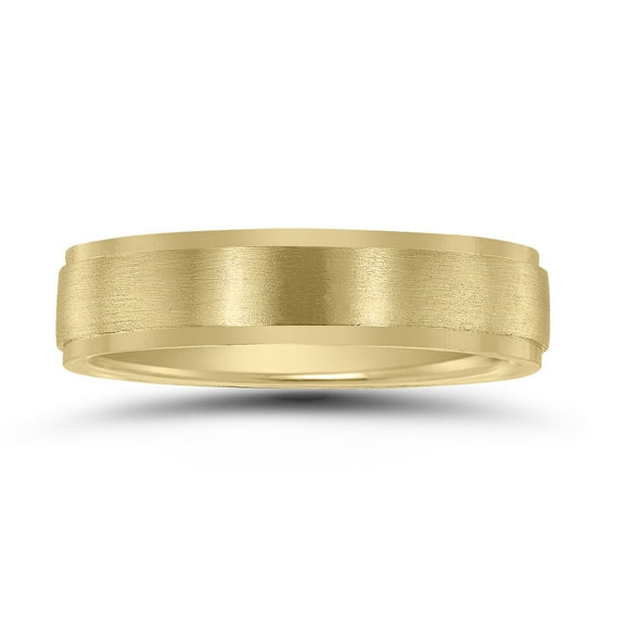SZUL Men's 5MM Classic Matte Brushed Center Wedding Band in 10K Yellow Gold