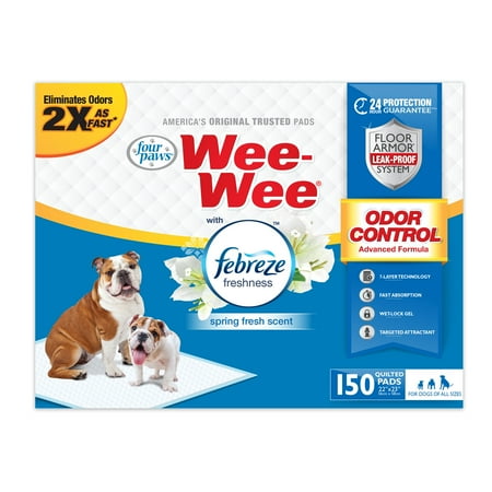 UPC: 0045663974374 | Four Paws Wee-Wee Odor Control Pads with Febreze Freshness 22 in x 23 in 150ct