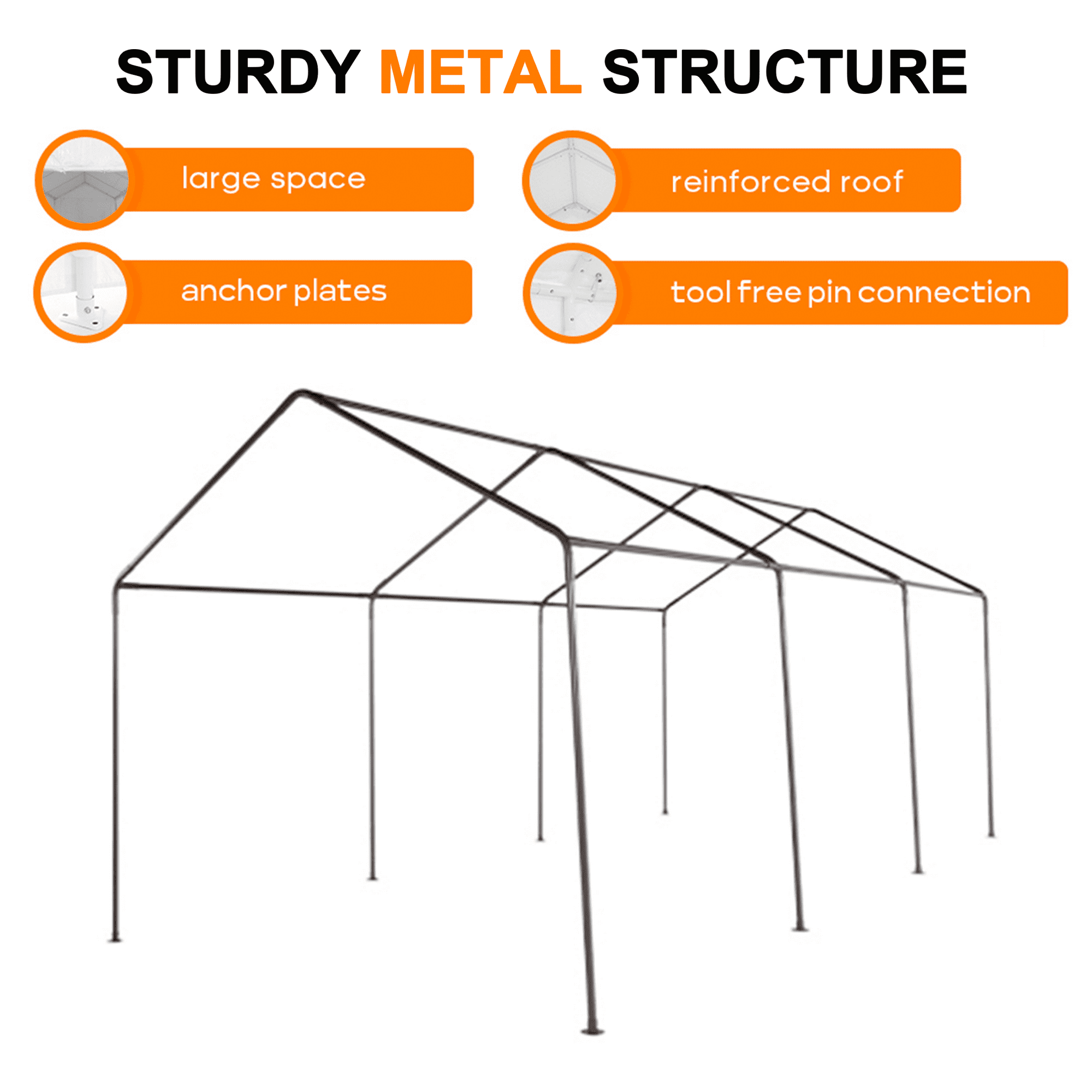 Abba Patio 12x20 ft Carport, Large Heavy Duty Car Tent Canopy w/ Sidewalls & Doors, Gray