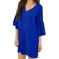 thumbnail image 3 of LUXUR Robe T-Shirt pour Femmes, Robe Évasée Courte Mini, Couleur Unie, Robe d'Été, Tunique Ligne A, Bleu G, 3 of 3