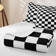 thumbnail image 4 of Homewish Minimalist Grid Quilt King, Retro Checkerboard King Coverlet Set, Black White, 4 of 7