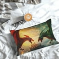 thumbnail image 5 of Zufioo Castle Red Green Sky Dragon Print Double-Sided Throw Pillow Cover, Pillow Protector Home Decor - With Hidden Zipper, Suitable for Bedroom, Living Room, Car Interior-20"x30", 5 of 6