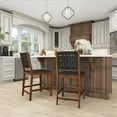 thumbnail image 2 of Costway Woven Bar Stools Set of 2 Counter Height Dining Chairs Faux PU Leather Kitchen, 2 of 8