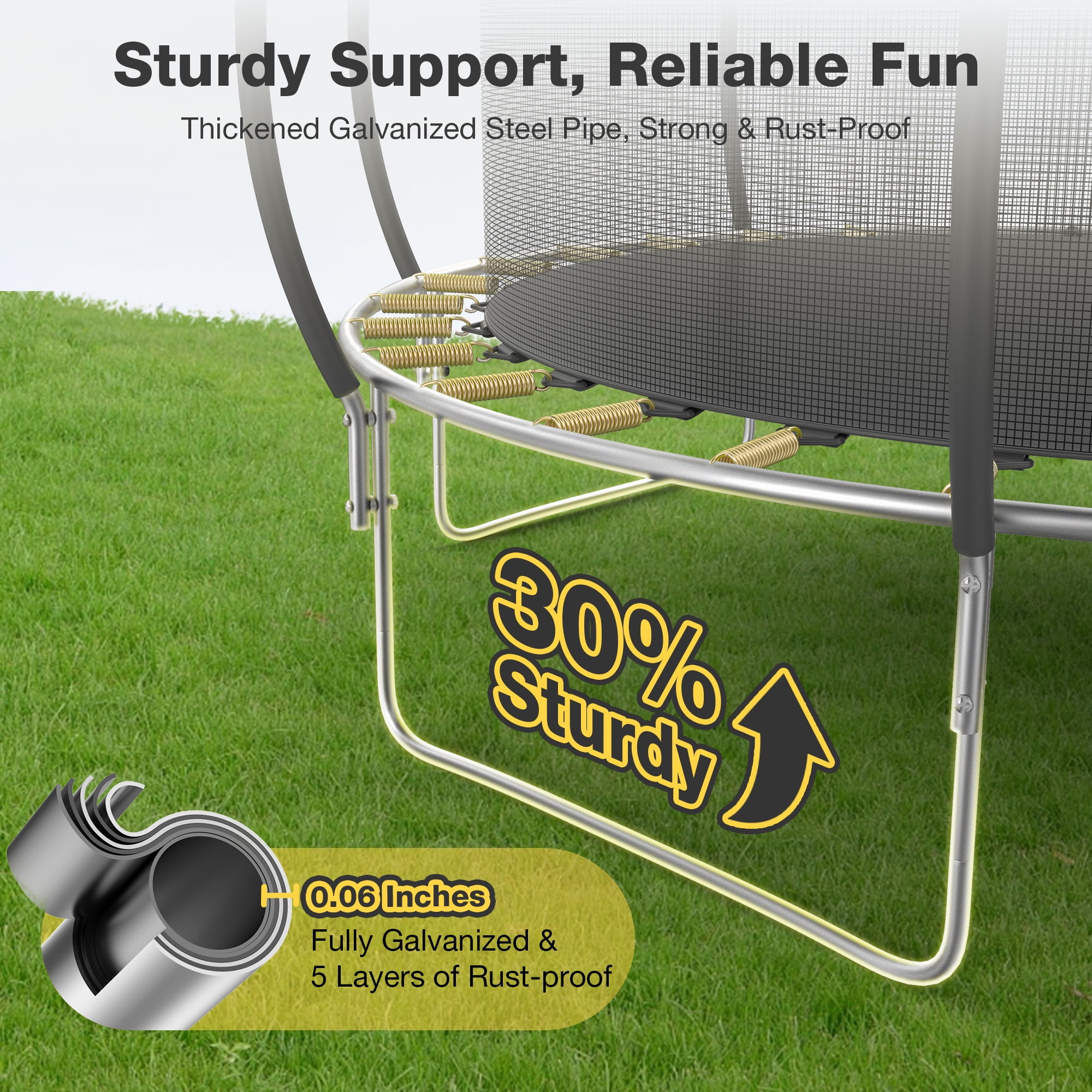 FUNTOK Trampoline 10FT 12FT 14FT Trampoline with Enclosure Net for Kids Adults, 600 LBS New Upgraded Recreational Backyard Trampolines with Waterproof Jump Mat Ladder for 3 Person