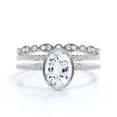 thumbnail image 1 of Gorgeous Minimalist 2.50 Carat Oval Cut Diamond Moissanite Engagement Ring, Floral Wedding Ring, Two Matching Band in 10k Solid White Gold, Surprisingly Gift For Her, Promise Ring, Anniversary Ring, 1 of 3