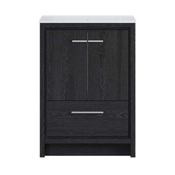 Virage 24" Freestanding Bathroom Vanity in Black Oak with 3-Hole Centerset Sink Top